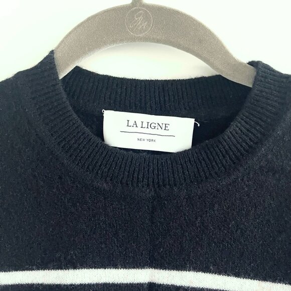 La Ligne AAA Lean Lines Cashmere Sweater in Black and Cream Stripes Size S - Picture 5 of 13